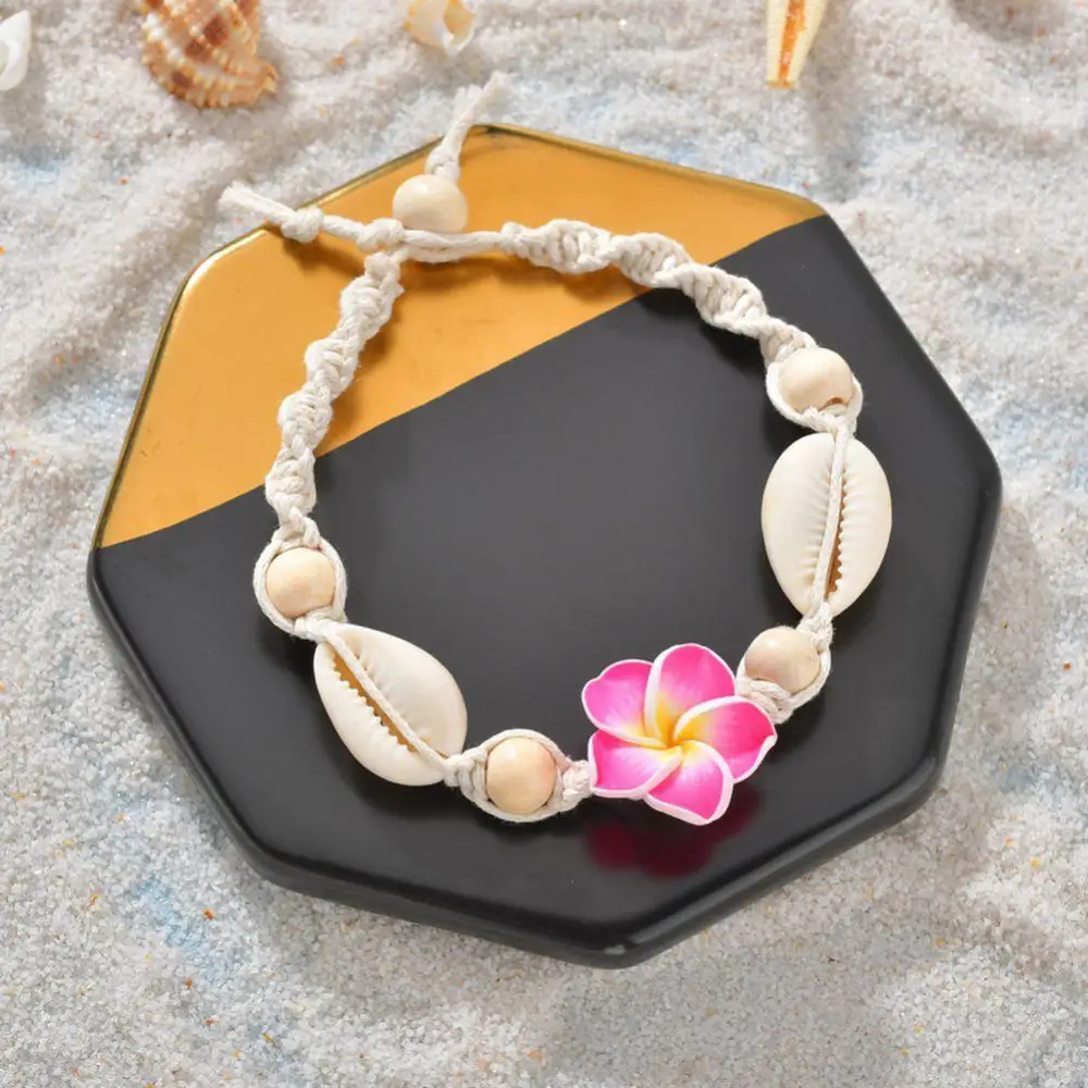 

Women Bracelet Foot Chain Anklet Bohemian Ankle Bracelet Flower Sea Shell Beads Barefoot Ankle Bracelet