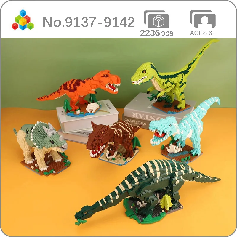 

YZ Jurassic Dinosaur Tyrannosaurus Rex Velociraptor Baryonyx Triceratops Monster Mini Diamond Blocks Bricks Building Toy no Box