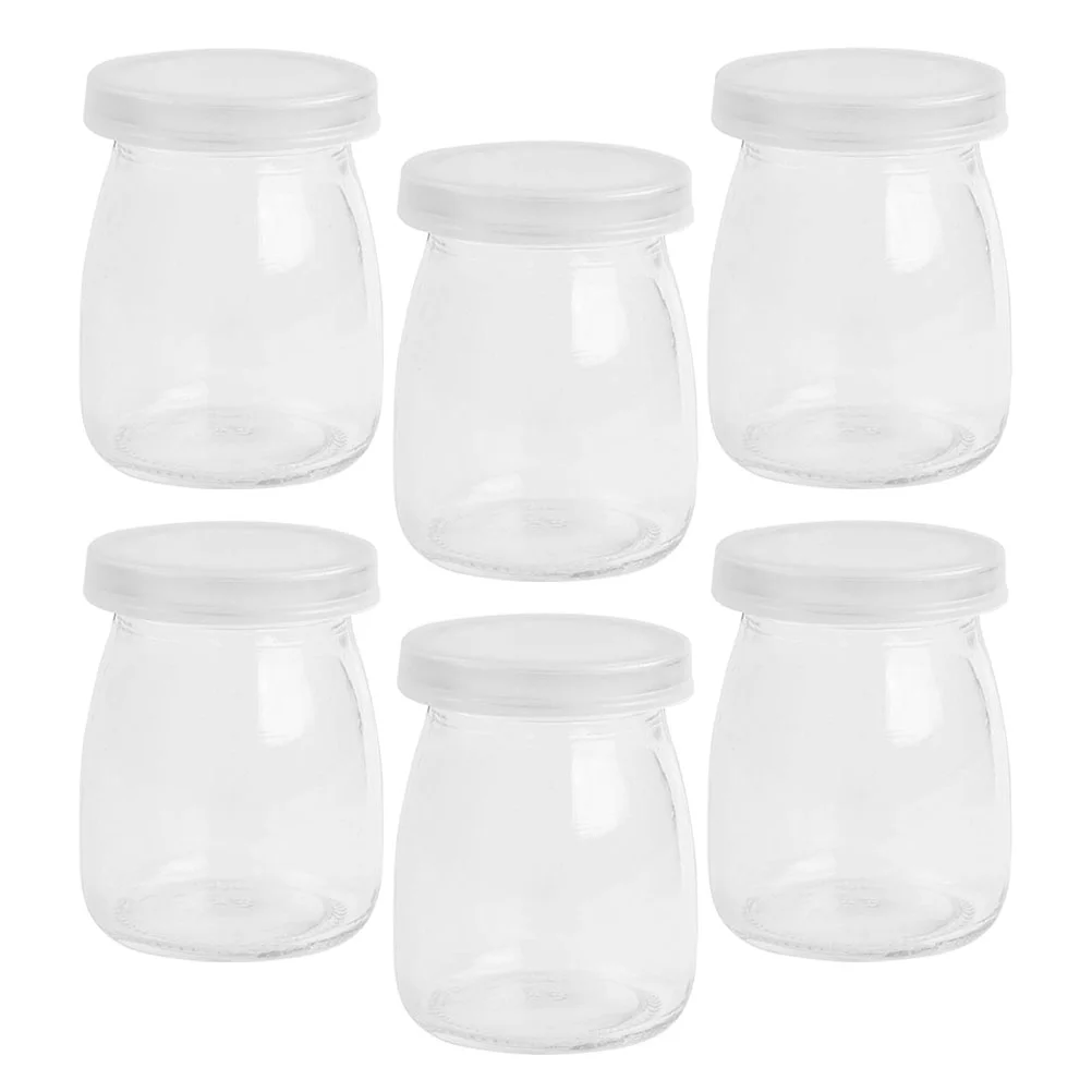 

6Pcs Glass Yogurt Bottles Jelly Holders Pudding Storage Bottles Glass Bottles