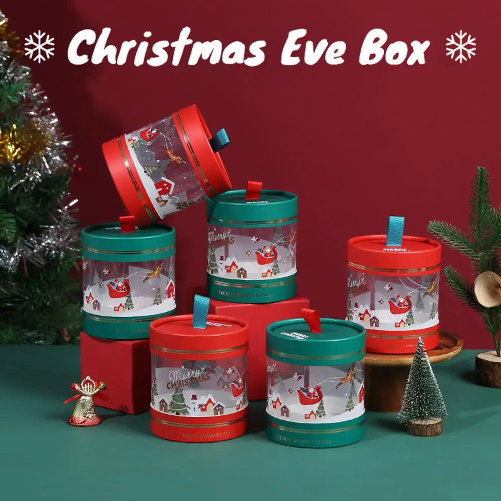 

1pc Christmas Candy Box Gift Apples Mousse Cake Hug Bucket Dessert Plastic Transparent Packing Box Party Decorations