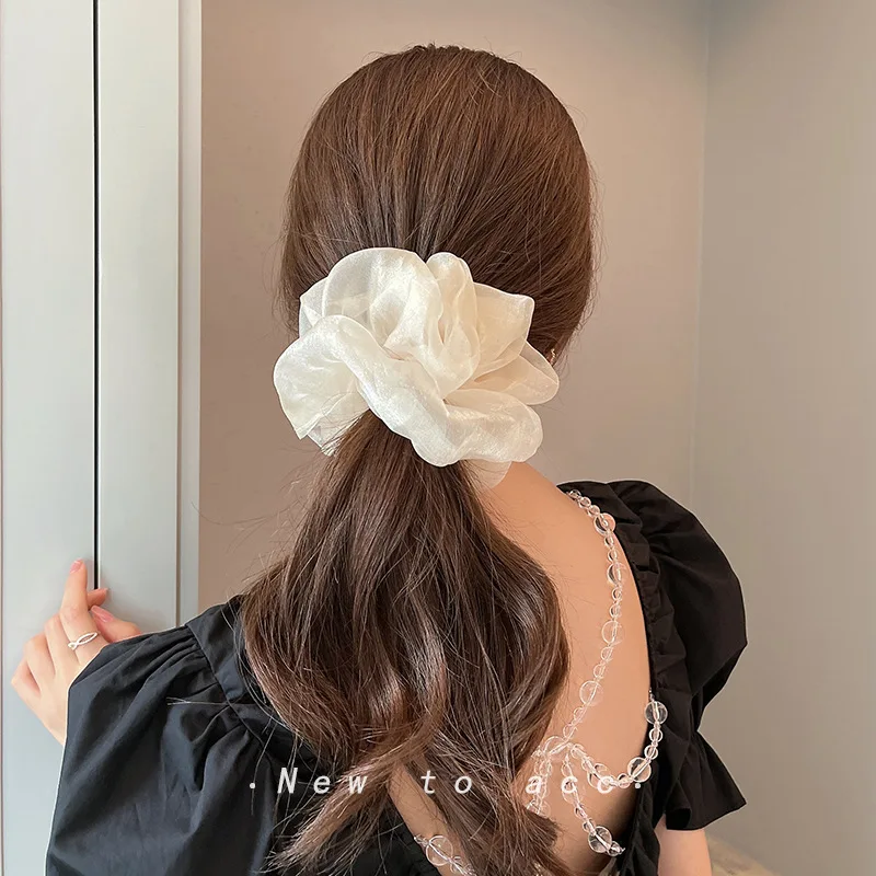 

Women Silk Scrunchie Elastic Hair Ropes Band Ponytail Holder Headband For Girls Chiffon Solid Color Hair Ties Hair Accessories