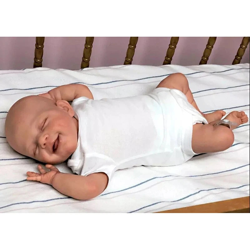 

NPK 19inch Already Painted Full Body Silicone Reborn Baby Doll Sleeping April Lifelike Soft Touch Bath Toy 3D Skin