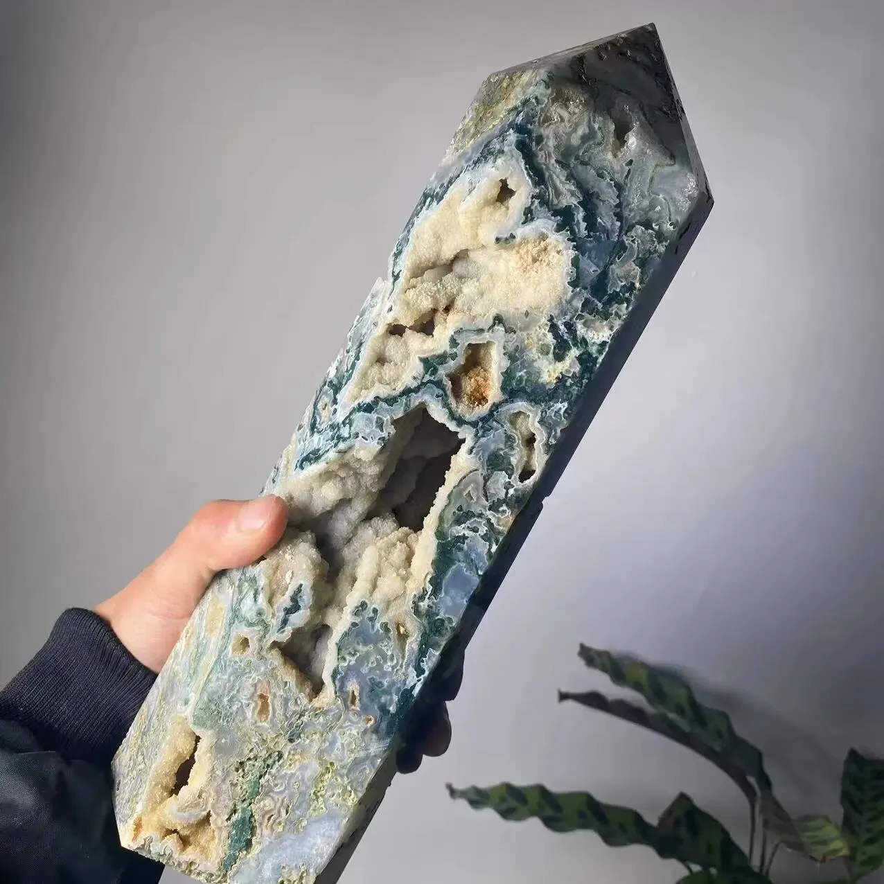 Натуральный водный агат Обелиск Кварцевая башня Кристалл Точечное исцеление