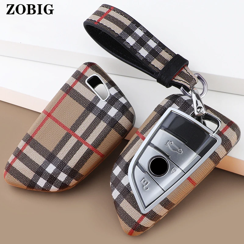 

ZOBIG for Leather Car Remote Key Fob Case Cover Holder Shell For BMW X1 X3 X5 X6 M Series