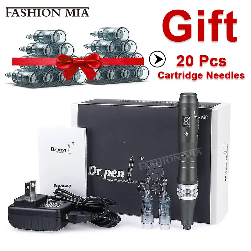 Dr Pen Ultima M8 Professional Microneedling Pen Wireless Auto Derma Pen Skin Care Tool Kit for Face Body with 20pcs Cartridges