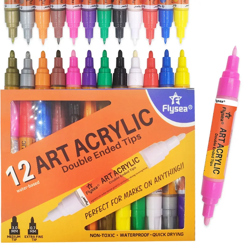 

Art Marker Acrylic Paint Pens 12 Colors Acrylic Paint Markers Pens with Fine Tip Medium Tip(0.7mm-2mm), Paint Pen for DIY
