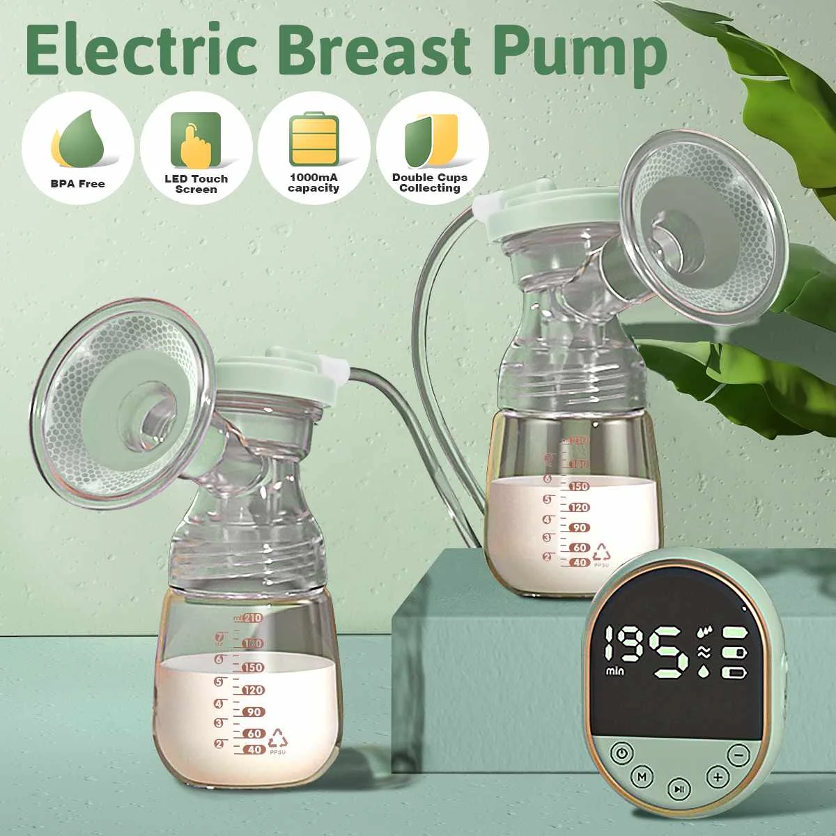 

Bilateral Electric Breast Pump Hand Free 3 Modes Portable BRA Anti-Backflow LED Quiet BPA Free Baby Breastfeeding Accessories