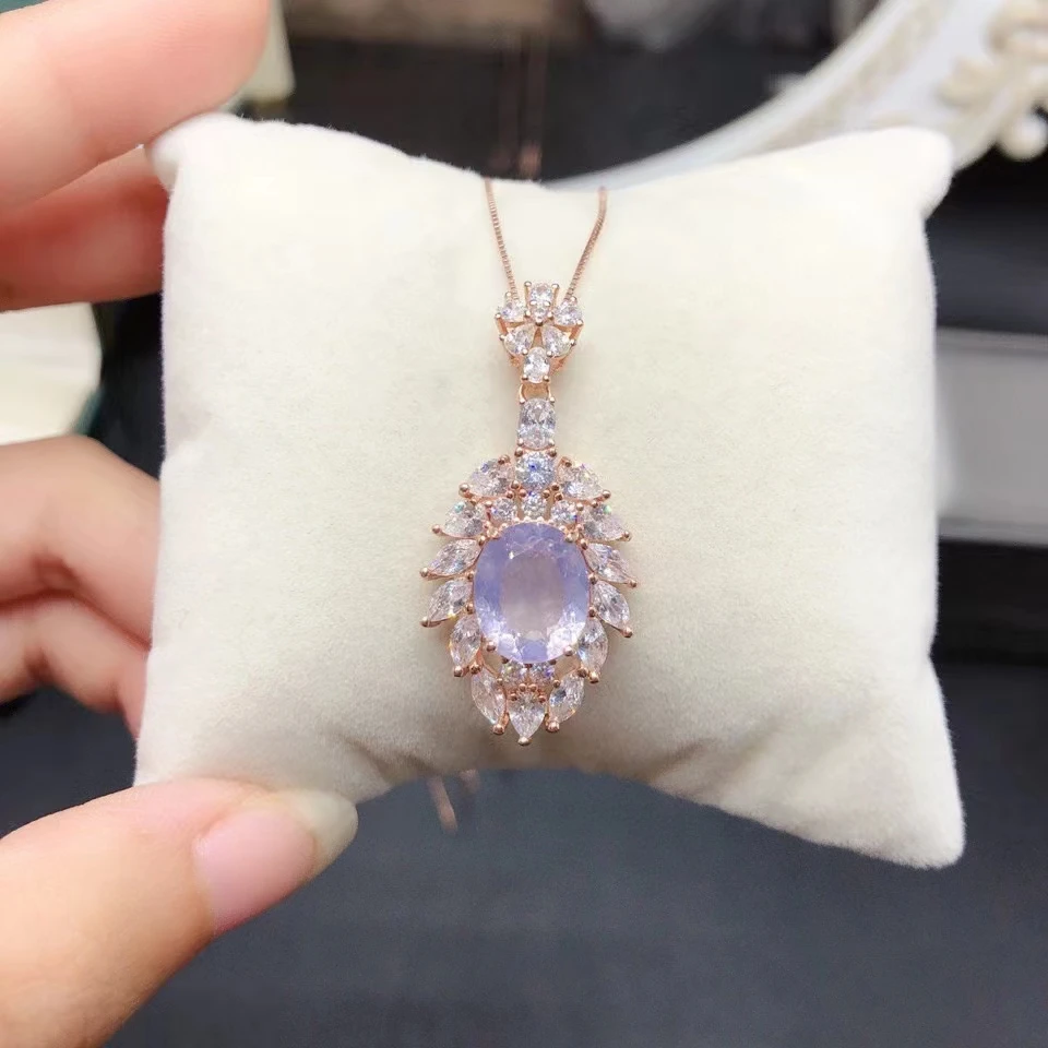 Винтажный кулон из стерлингового серебра с аметистом 5 мм * 7 ожерелье