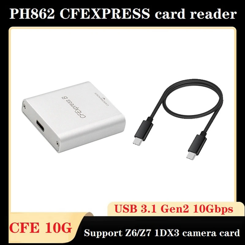 

Высокоскоростной считыватель карт PH862 Cfexpress CFE, устройство для чтения карт + кабель Type-C на Type-C для Z6/Z7 1DX3