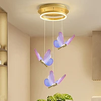 colorful acylic butterfly pendant lights beautiful luxury chandeliers for staircase living room hall home decor lustre fixtures