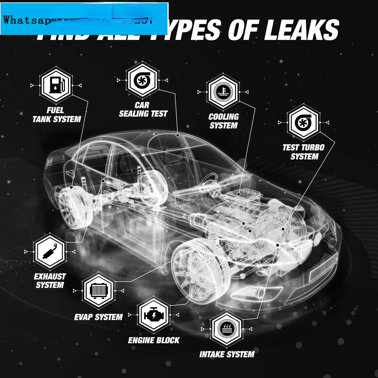 ANCEL S100 Автомобильный детектор утечки дыма EVAP Трубный генератор анализатор газа