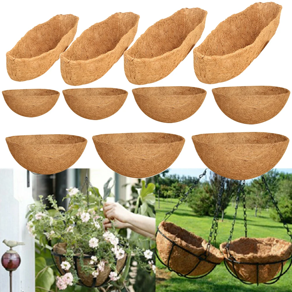 

1pcs Coconut Palm Fiber Flower Basket Round Hanging Basket For Home Gardening Balcony Gardens Wedding Decoration Green Projects
