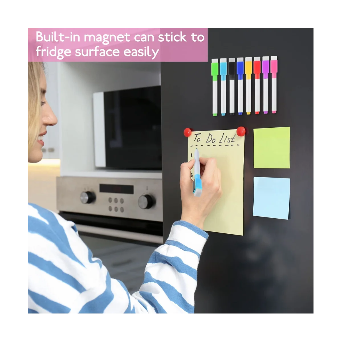 Bulk 8 Colors Magnetic Whiteboard Markers With Erase Cap For