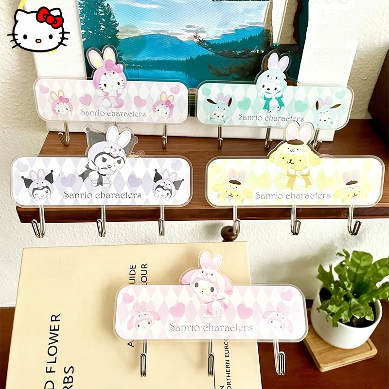 

Кавайный Sanrio HelloKitty MyMelody Cinnamoroll крючок аниме без следов Бесплатный дырокол для кухни ванной Декоративная вешалка липкий крючок подарок