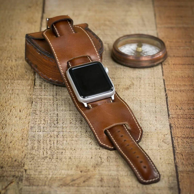 Genuine Leather Strap for Apple Watch Band 44mm 42mm 45mm 41mm 40mm 38mm Bracelet Belt iWatch Series 7 6 5 4 3 2 1 Accessories