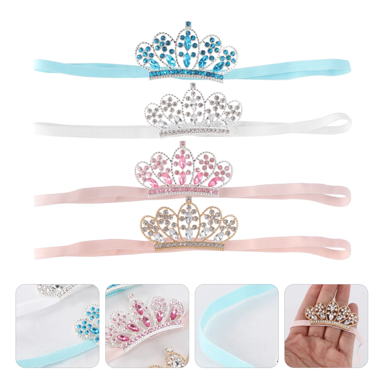 

4 шт., Детские резинки для волос с кристаллами