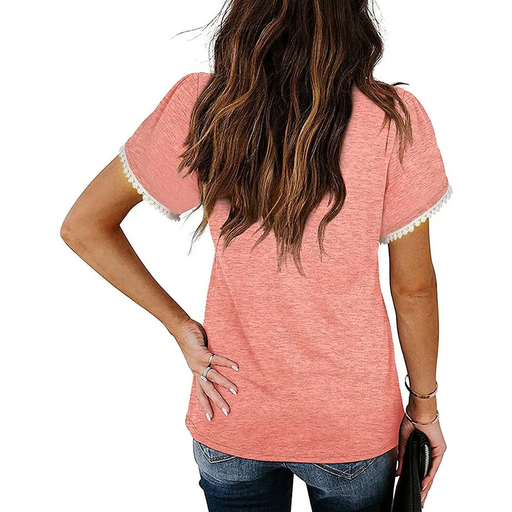 Женская футболка с коротким рукавом и V-образным вырезом |