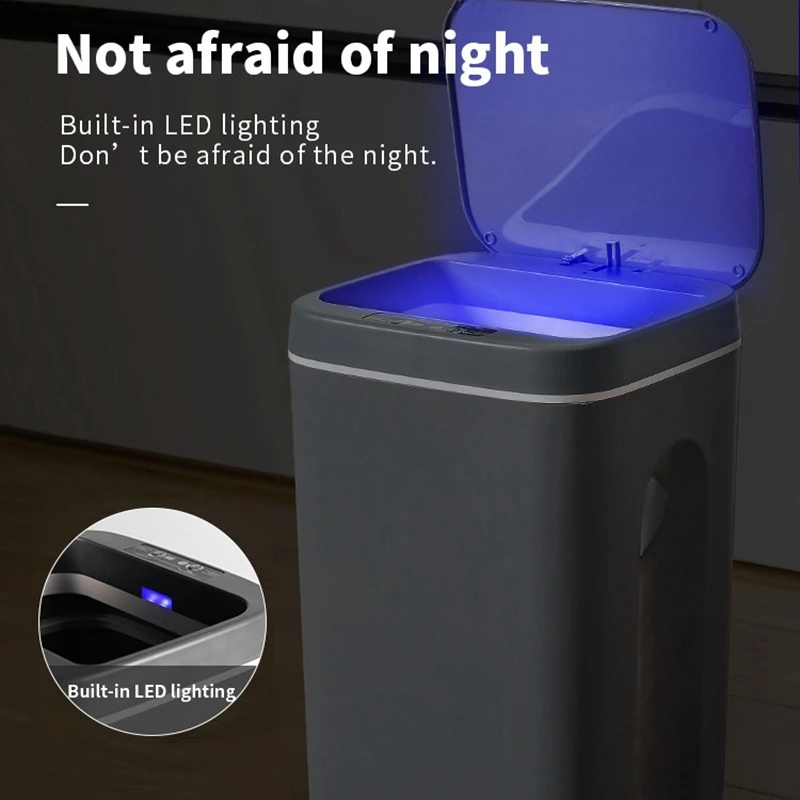 

12L/16L Trash Can Automatic Sensor Dustbin Bin Dustbin Garbage Rubbish Bin Garbage Can Waste Bin for Kitchen Bathroom LED Light