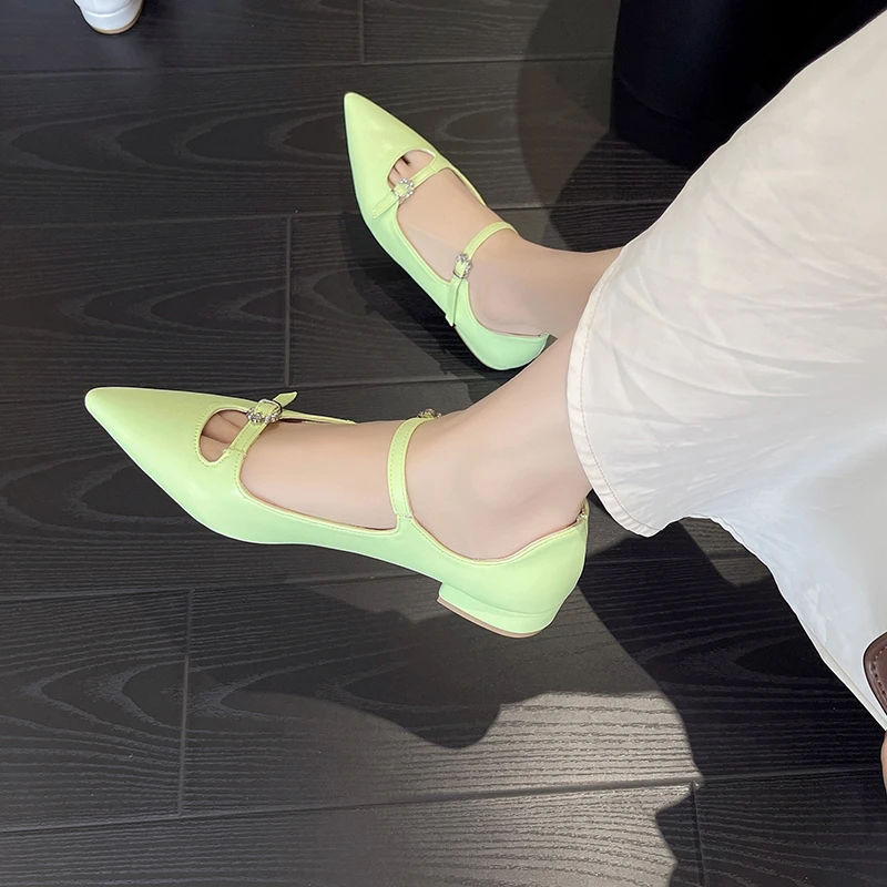 

Женские туфли на высоком каблуке, универсальные Туфли Мэри Джейн с острым носком и пряжкой, весна-осень 2022