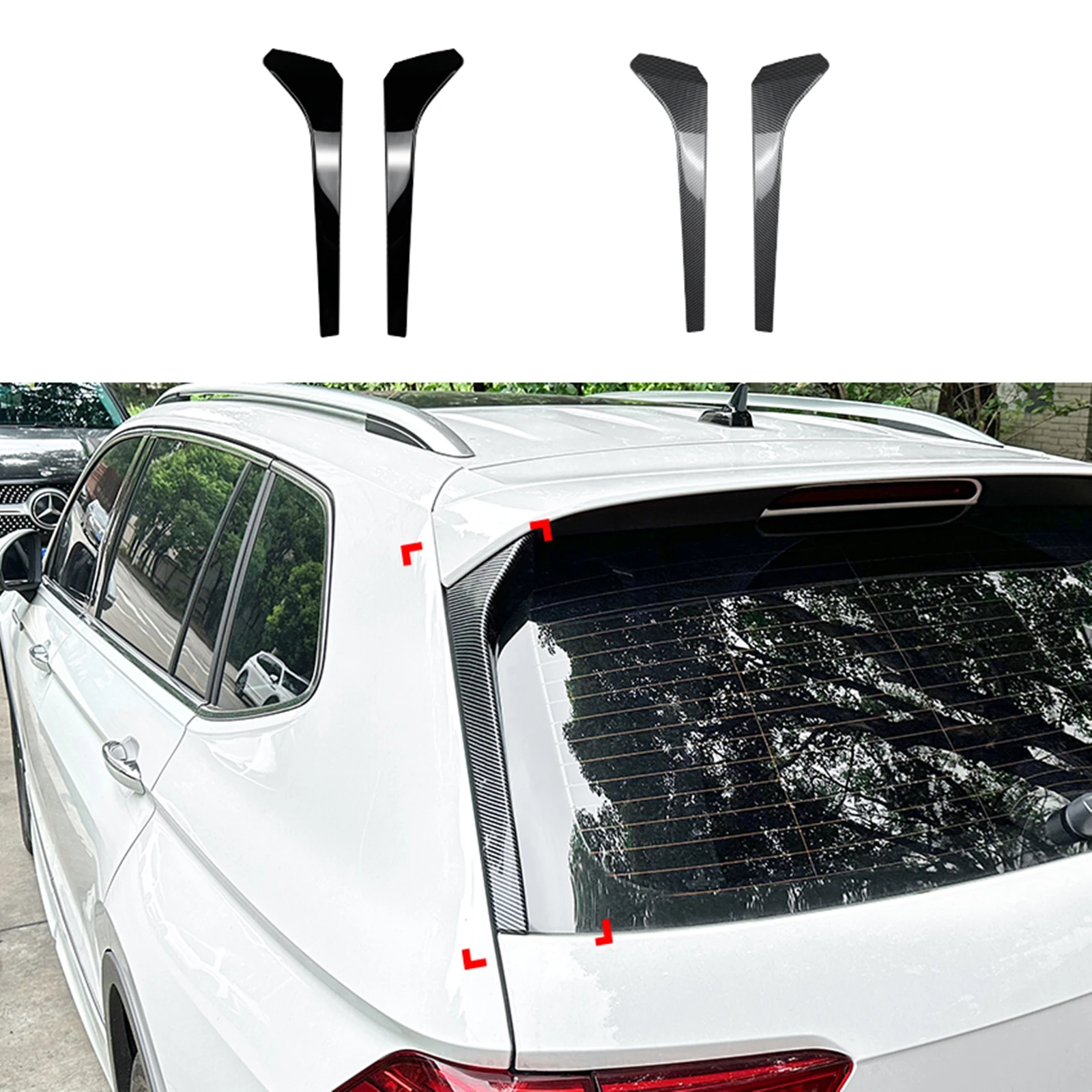 

For Volkswange VW Tiguan Rline MK2 2017-2022 Rear Side Spoiler Wing Trim Trunk Window Edge Splitter Lip Windshield Shades Canard