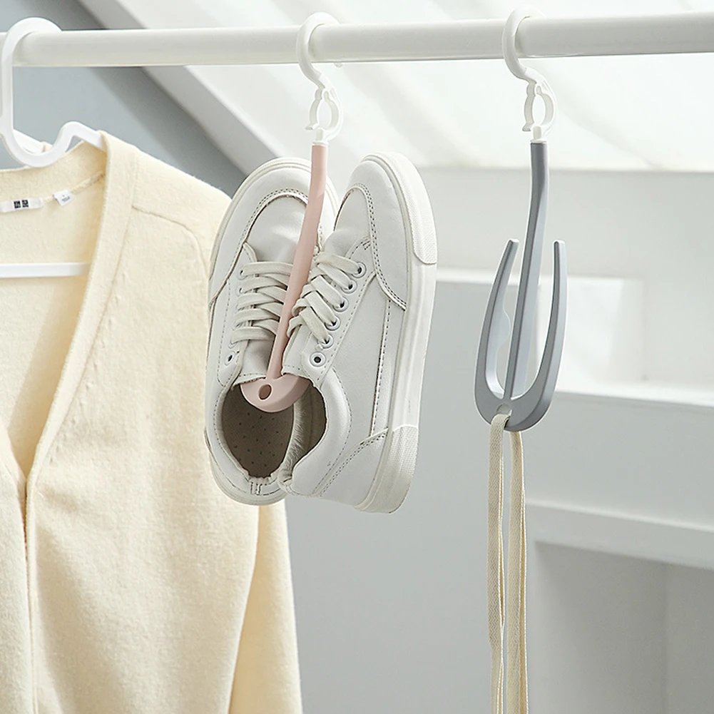 

Household Shoes Drying Hanger Drying Rack Windproof Rotatable Balcony Scarf Necktie Shoe Hanging For Home Storage Organize
