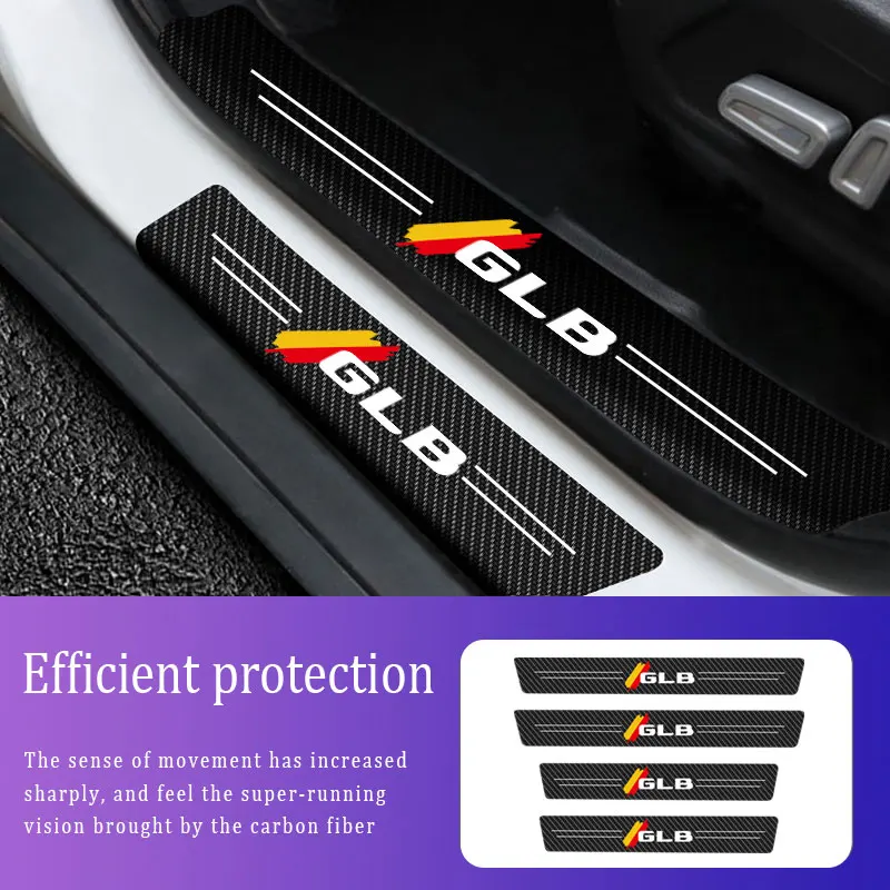 

4x Sill Protector Stickers Scuff Plate Carbon Fiber For Mercedes Benz GLB Logo Anti Scratch Stickers Car Door Thresh