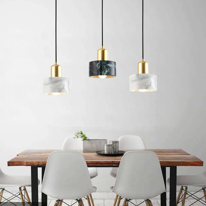 

Modern Light Luxury Pendant Lights Quality Marble Single Head Small Chandelier Home Interior Decoration Bedroom Bedside Bar Lamp