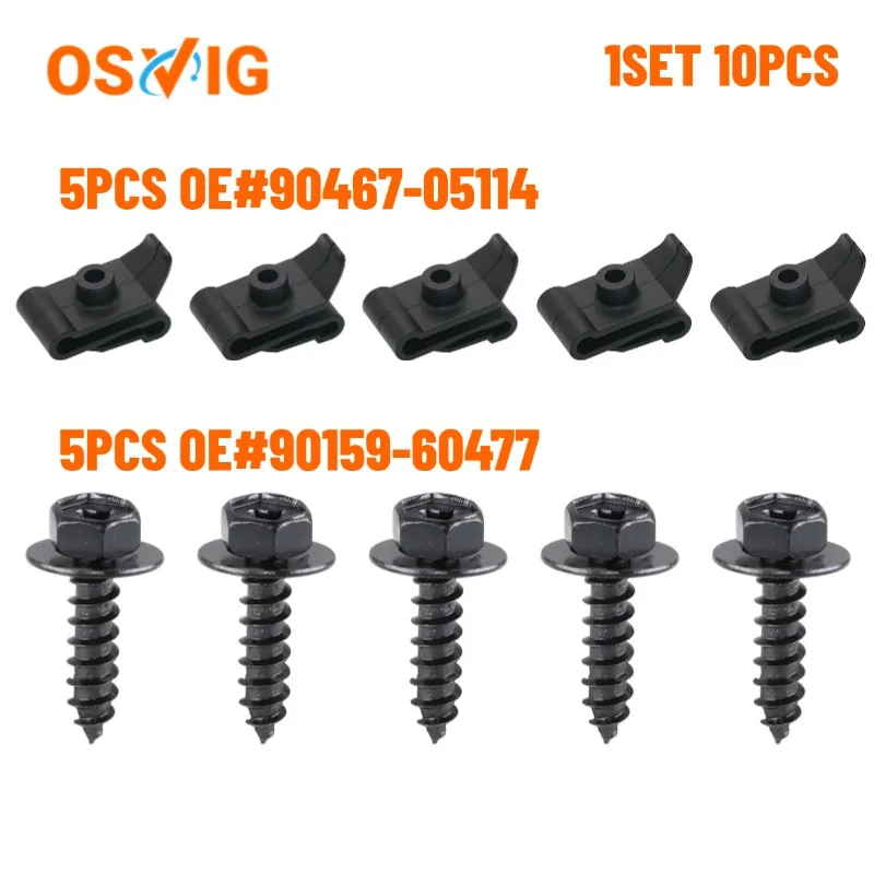 

1 КОМПЛЕКТ 10 шт. OE # 90159-60477 90467-05114 Вкладыш крыла под крышкой Винт вкладыша колеса Болт бампера для Toyota Lexus