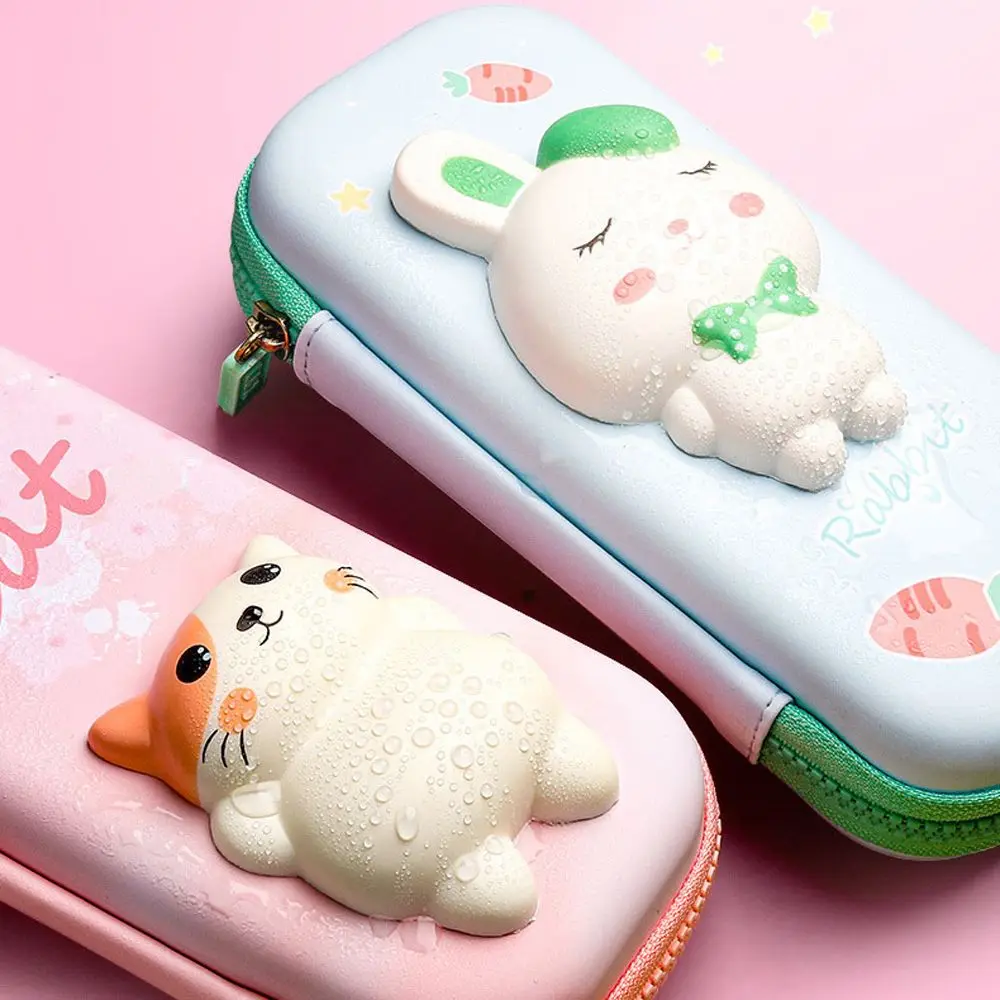 

Kawaii PU Leather Pencil Case 3D Cartoon Pen Box Large Capacity Learning Stationery Students Writing Supplies Creative Gifts