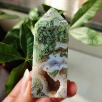 natural stone water grass agate tower magic wand point spirit crystal tower home feng shui decoration