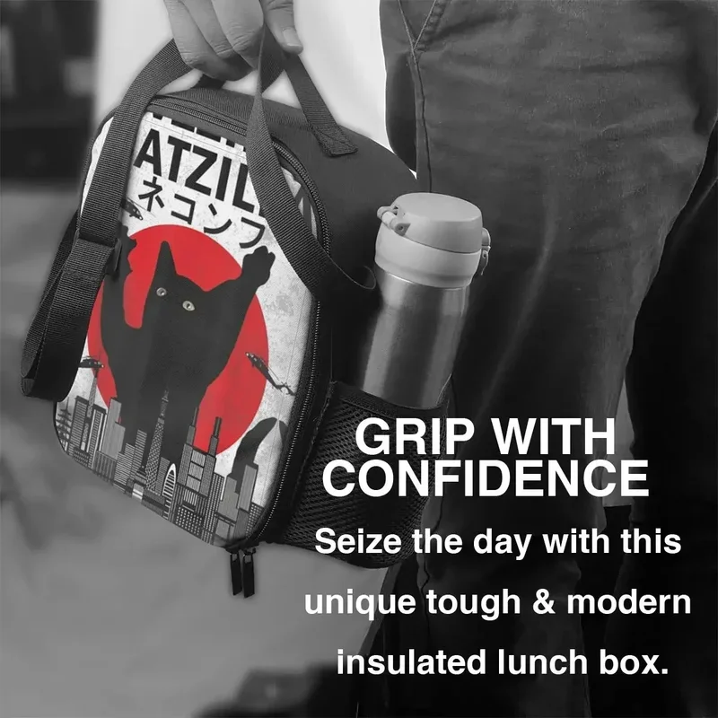 Изолированная сумка для обеда Catzilla японский стиль заката подарок любителей