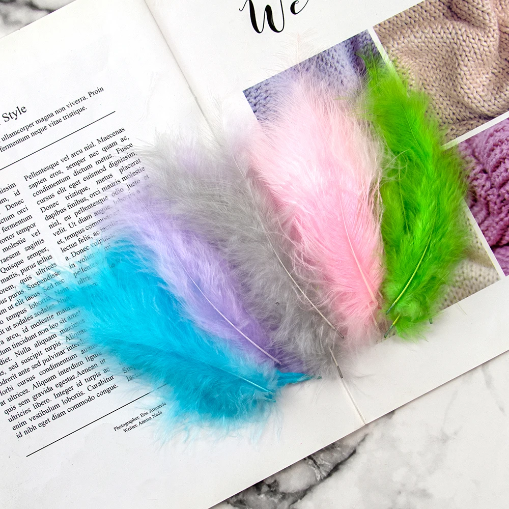 

50 Pcs Marabou Turkey Feathers 4-6'' for Carnival Wedding Dress Home Decoration Clothes Sewing Accessory Needlework Crafts Plume