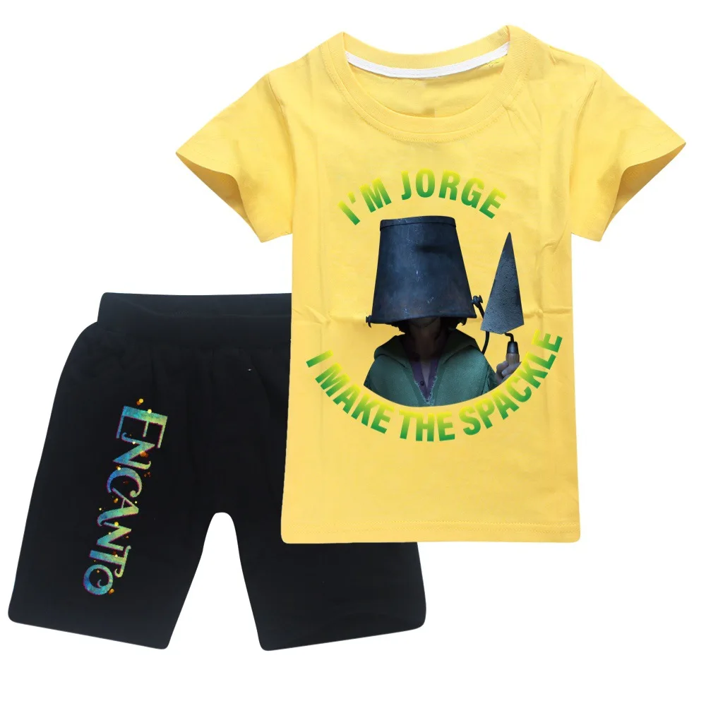 

Disney Summer 2022 Baby Encanto Cartoon Print Kids Casual Wear Toddler Boys T-Shirt + Shorts 2-Piece Toddler Girls Costume 2-16Y