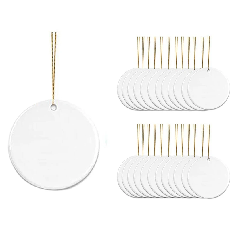 

Sublimation Ornament Blanks, 3 Inch Unfinished DIY Ceramic Coasters Discs for Heat Press Christmas Ornament