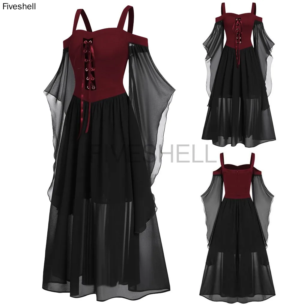 2023 Autumn Vestidos for Women Gothic Retro Cosplay Fairy Dress Medieval Costume Halloween Dress Vintage Renaissance Outfit 2022