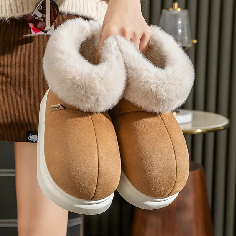 

Теплая плюшевая меховая обувь WTEMPO для женщин, Зимние Модные теплые пушистые домашние тапочки, уличные меховые Нескользящие Повседневные Удобные зимние ботинки
