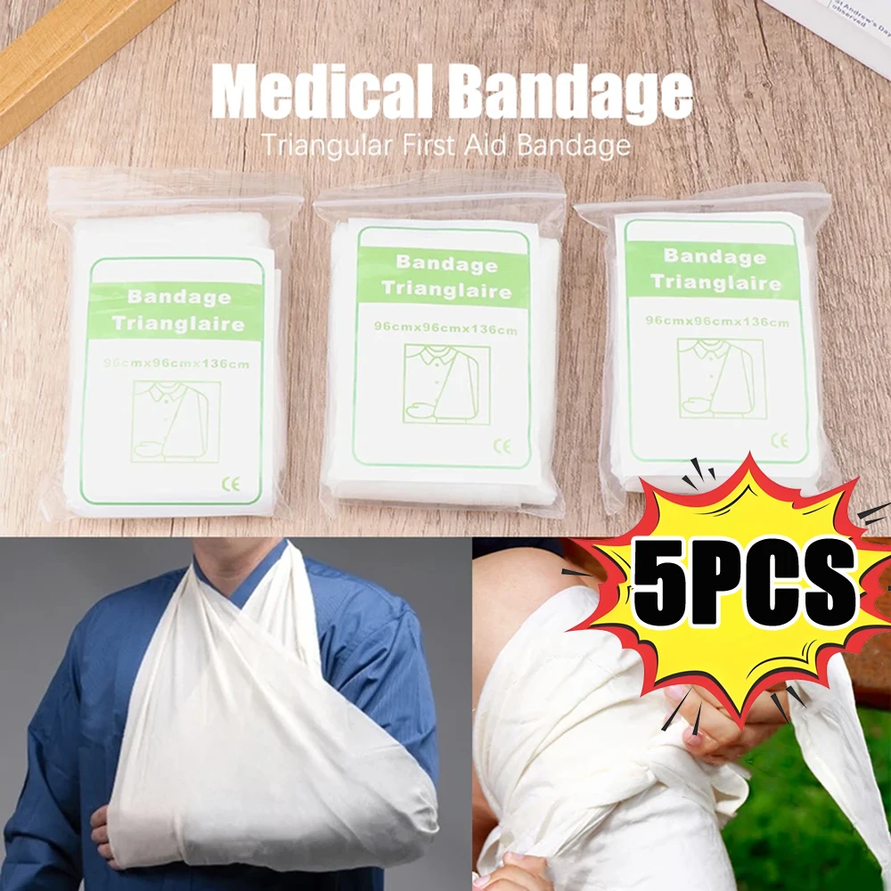 5 шт. медицинский треугольный бинт фиксация перелома аварийная повязка марлевая