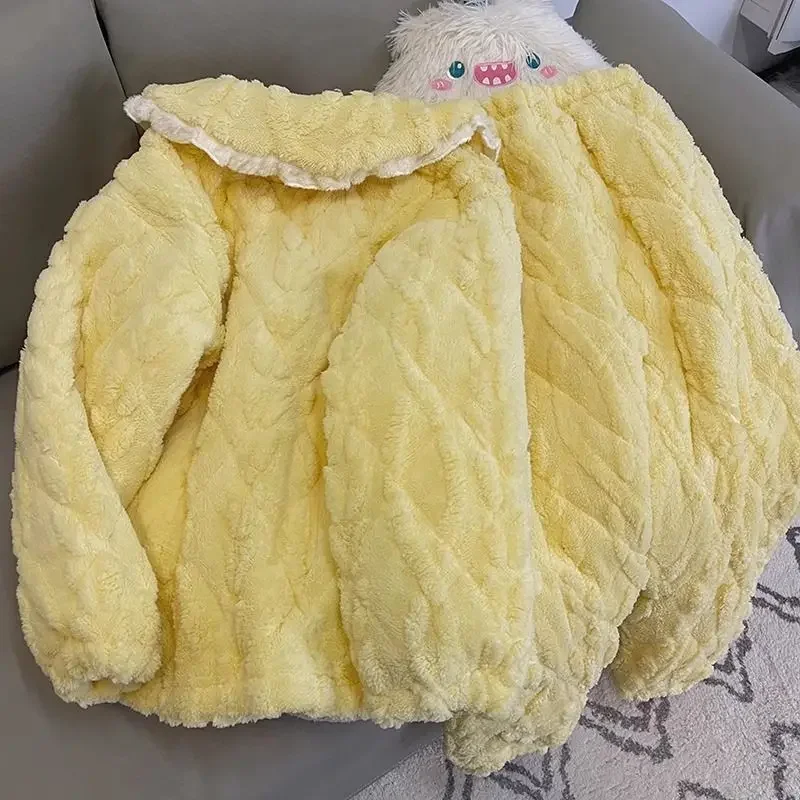 Интенсификация три слоя хлопка теплый костюм с длинными рукавами домашняя