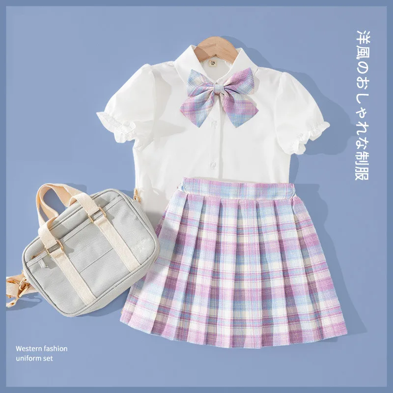 

Girls Skirt Jk School Uniform Girls New Student Set Short Sleeve Short Sleeve Shirt Pleated Skirt Girl College Wind Clothes