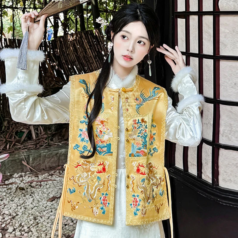 Новый китайский жилет Sle National женский осенний высококачественный без рукавов с