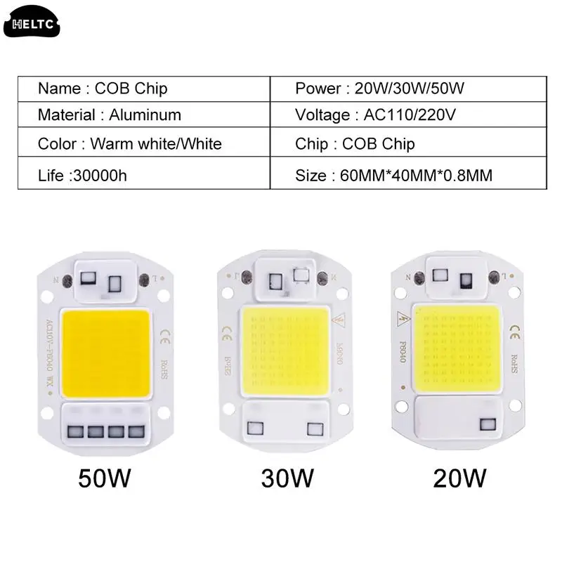 

LED Chip 20W 30W 50W AC110 220V Smart COB Lamp Beads LED Lamp Without Driver DIY Lampada Outdoor Chip Light Floodlight Spotlight