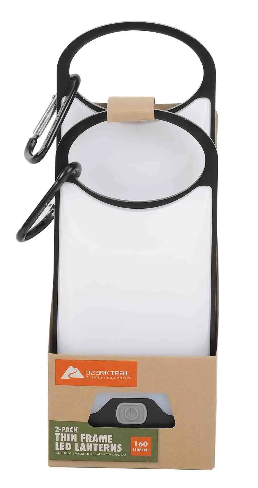 

LED 160 Lumens Thin Aluminum Frame Lanterns, with 6 AAA Batteries, 2 Pack, Black