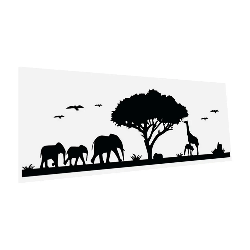 

Wall Decal PVC Elephant Giraffe Wildlife Silhouette Wall Sticker Background Decal