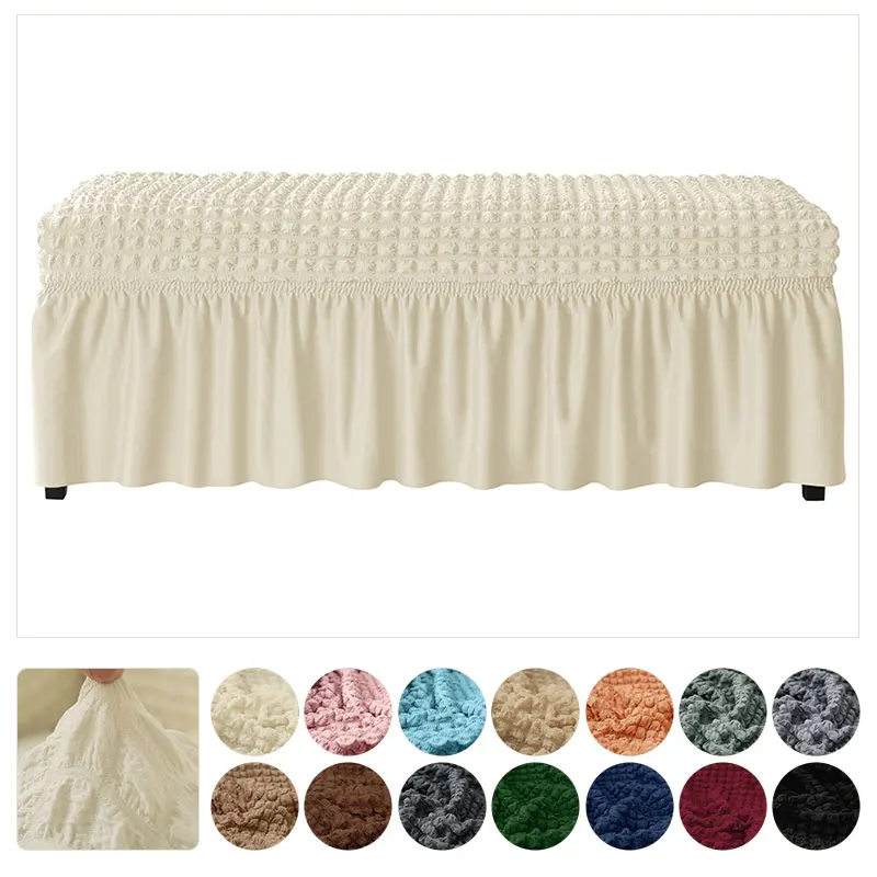 

Elastic Long Bench Cover Furniture Decoration Solid Color Bench Cover Hotel Home Living Room Bedroom All-inclusive Bench Covers