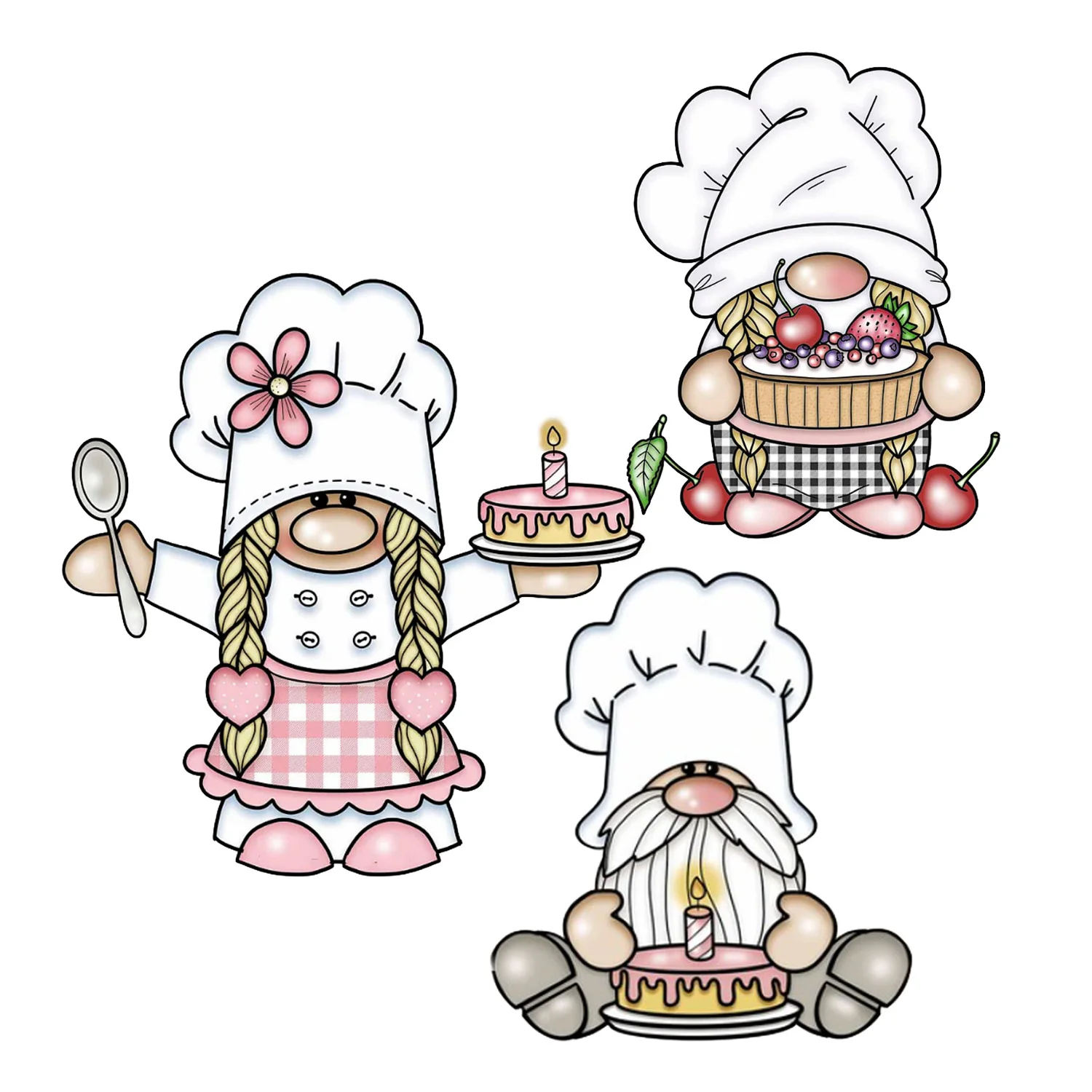 Новый штамп шеф-повара мальчик девочка готовка торт гном персонаж трафарет для