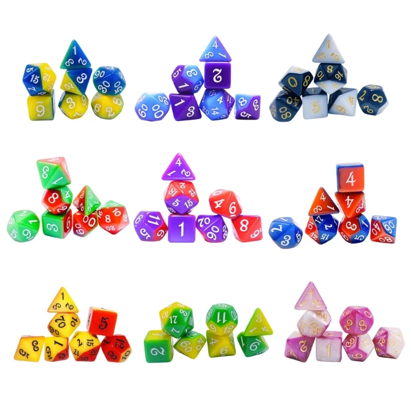 

448D 7 Pcs Acrylic Polyhedral Dices Multi-Sided Game Dices Board Game Dices for Role Playing Table Game Durable