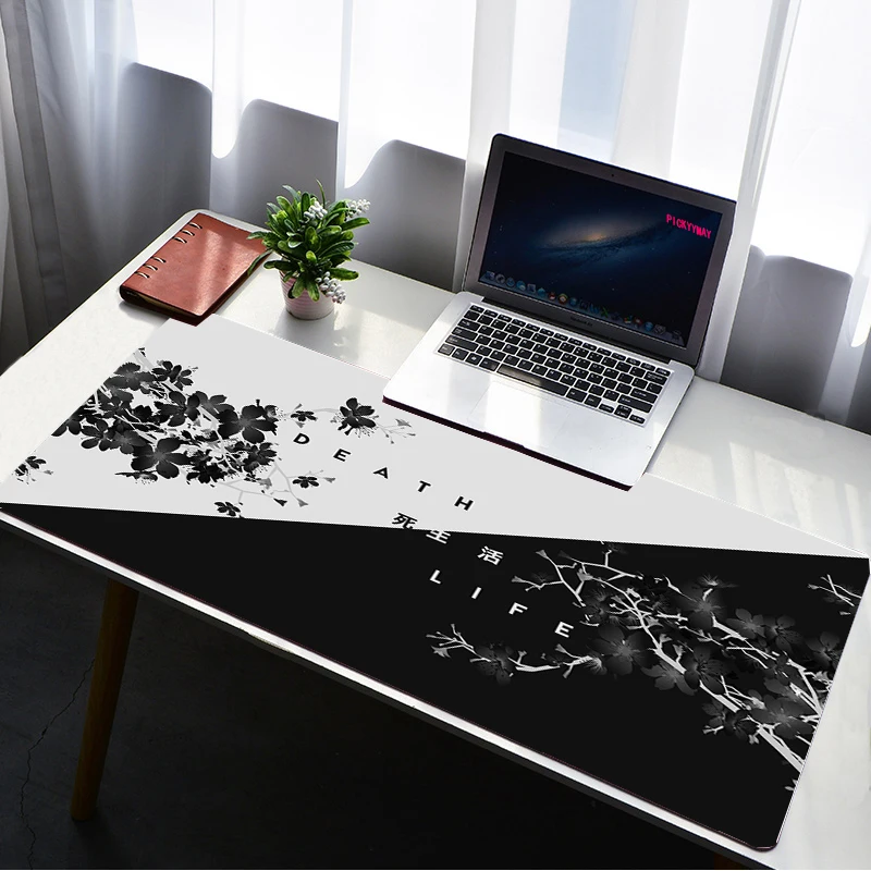 Коврик для мыши черный и белый коврик художественный игровой мягкий из