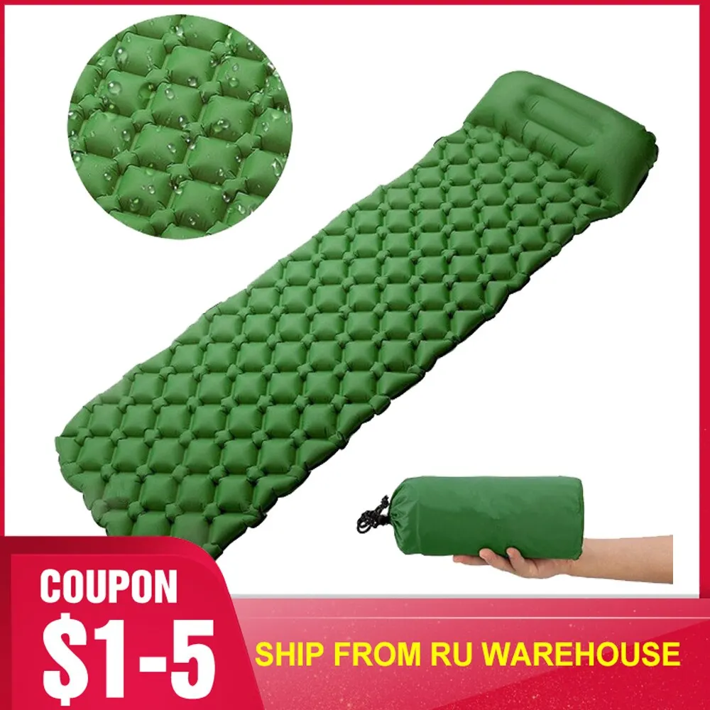 

Outdoor Camping Sleeping Pad Folding Sleep Mat Beach Self-inflat Mattress with Pillows Ultralight Air Mat for Travel Hiking
