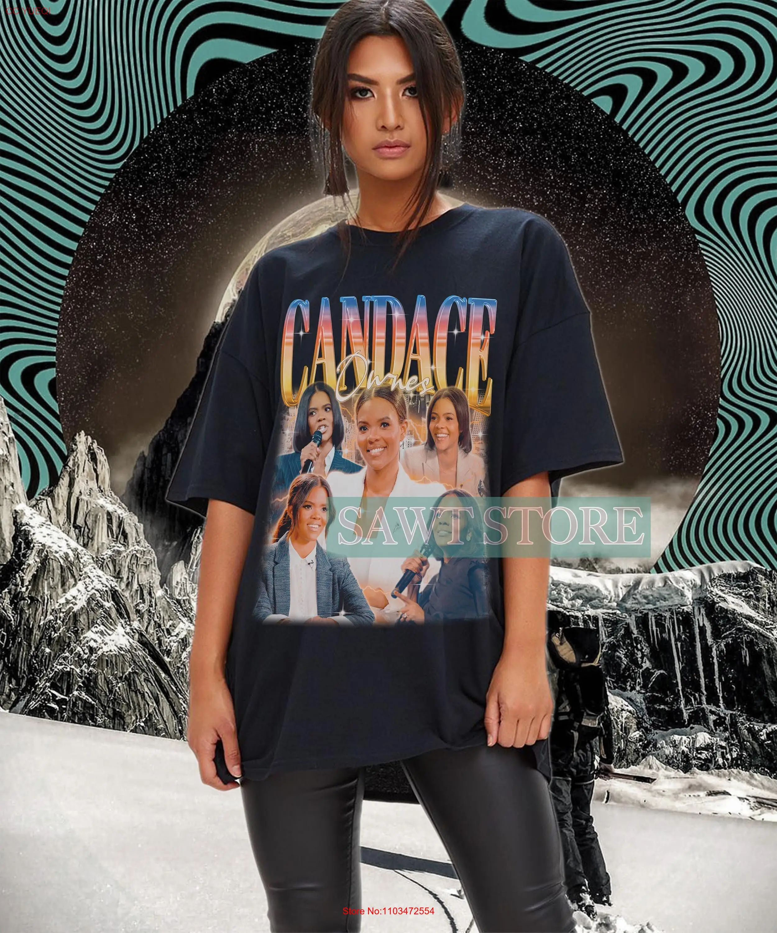 Ретро футболка CANDACE OWENS Homage Fan винтажный свитер 90-х годов с длинными или короткими