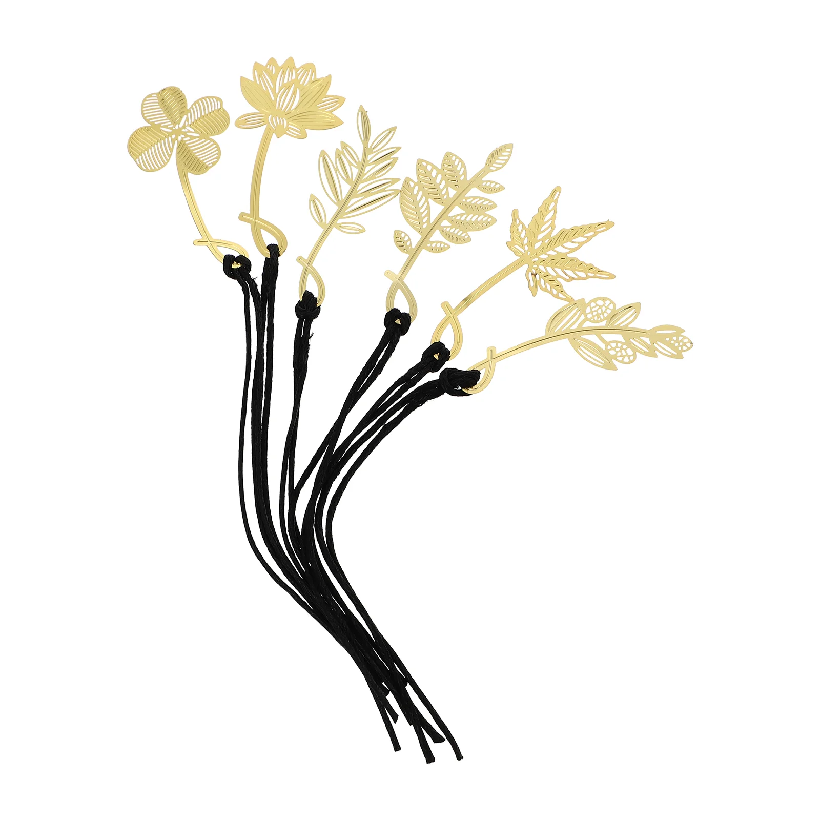 

Bookmark Bookmarks Metal Japanese Hanging Tassel Decoration Leaffan Mini Golden Pendant Ornament Iron Out Hollow Floralvintage